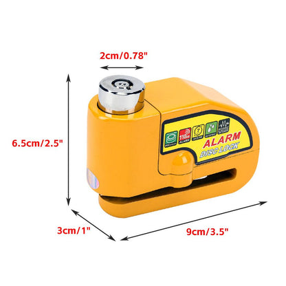 Yellow Motorcycle Alarm Disc Lock Motor Bike Brake Security Electric Bicycle Lock AU V201-CSHBZ1110YL