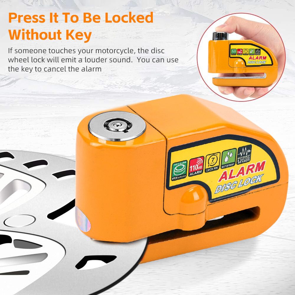 Yellow Motorcycle Alarm Disc Lock Motor Bike Brake Security Electric  Bicycle Lock AU