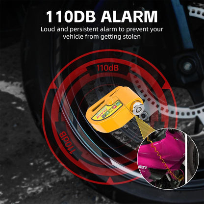 Yellow Motorcycle Alarm Disc Lock Motor Bike Brake Security Electric Bicycle Lock AU V201-CSHBZ1110YL