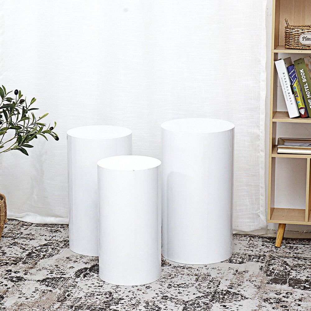 3PCS Display Stand Round Cylinder Pedestal w/ Balloon Set + LED Strip Wedding AU V201-CYL0003WH8AU