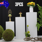 3x Metal Wedding Plinths Cylinder Pedestal Stand Ripple Cake Dessert Display V201-CYL0003WH9AU