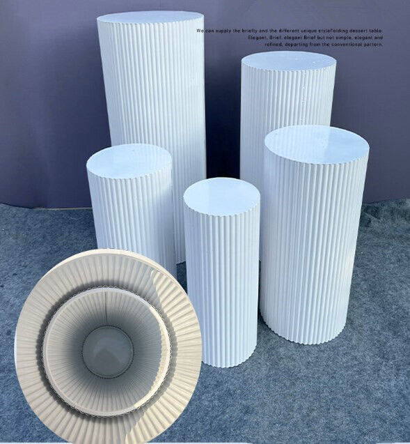 5x Metal Wedding Plinths Cylinder Pedestal Stand Ripple Cake Dessert Display V201-CYL0005WH9AU