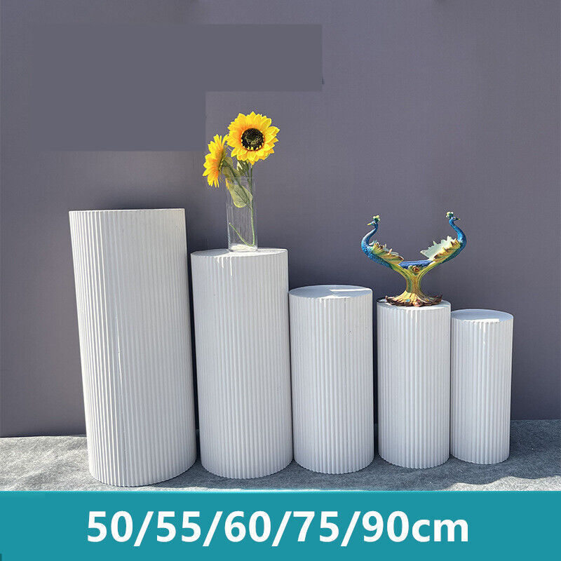 5x Metal Wedding Plinths Cylinder Pedestal Stand Ripple Cake Dessert Display V201-CYL0005WH9AU