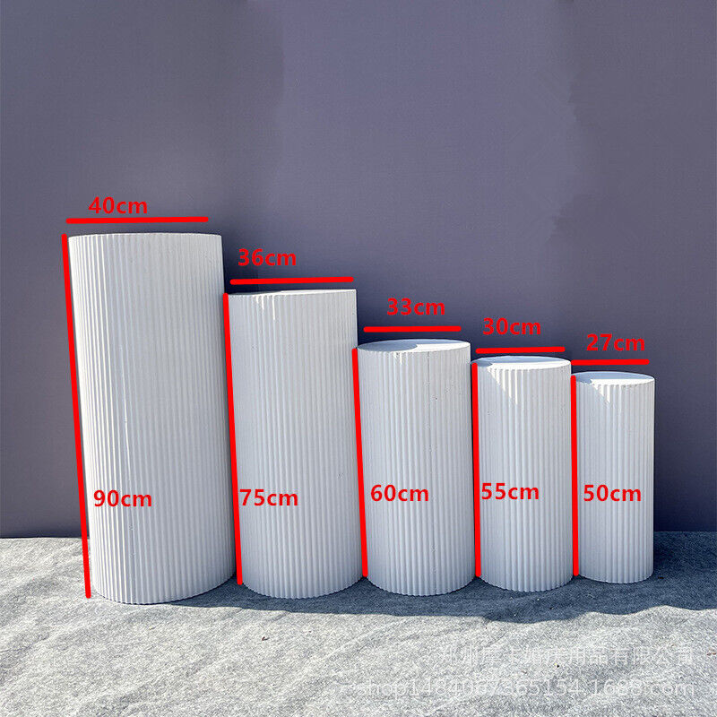 5x Metal Wedding Plinths Cylinder Pedestal Stand Ripple Cake Dessert Display V201-CYL0005WH9AU