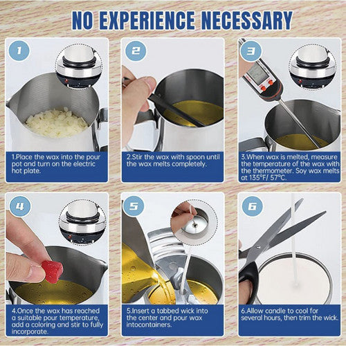 DIY Candle Making Kit 1KG Wax Bean Electric Wax Melter Pouring Pot Thermometer V201-DIY0001WH8AU