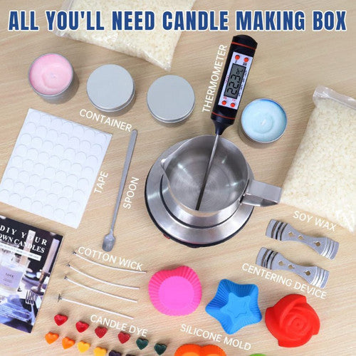 DIY Candle Making Kit 1KG Wax Bean Electric Wax Melter Pouring Pot Thermometer V201-DIY0001WH8AU