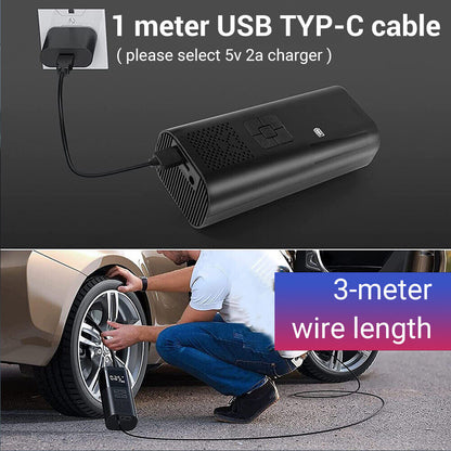 6000mAh Car Tyre Inflator 12V Air Compressor Electric Pump Cordless USB Charging V201-DP240126