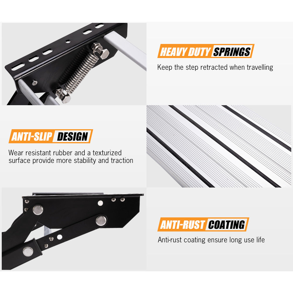 200KG Heavy Duty Caravan Step Folding Pull Out Portable RV Camper Trailer Tools V201-DP240132