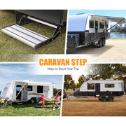 200KG Heavy Duty Caravan Step Folding Pull Out Portable RV Camper Trailer Tools V201-DP240132