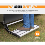 200KG Heavy Duty Caravan Step Folding Pull Out Portable RV Camper Trailer Tools V201-DP240132