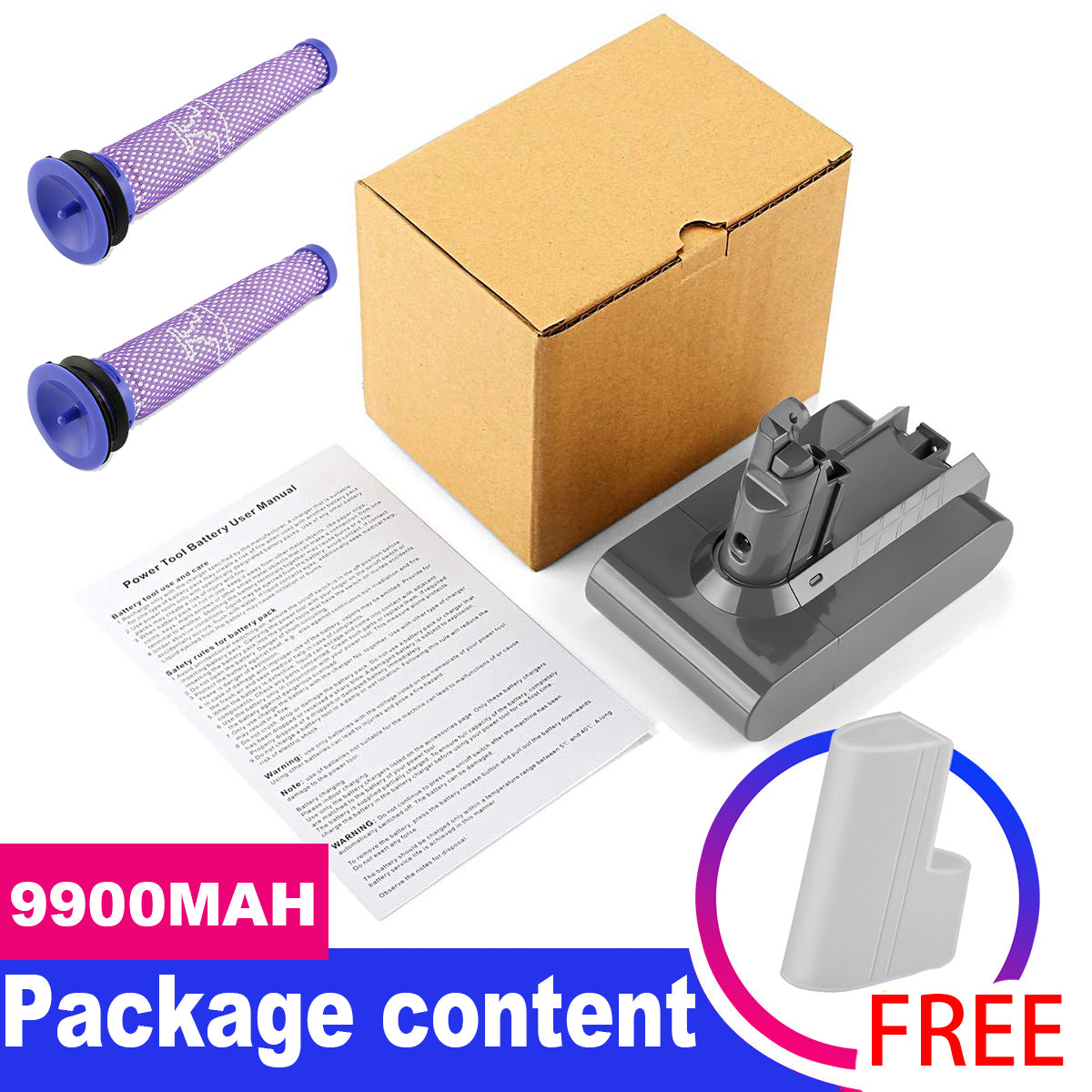9900MAH For Dyson V6 Battery SV03 SV04 SV09 DC58 DC59 DC61 DC62 DC74 v6 Animal V201-DP240137
