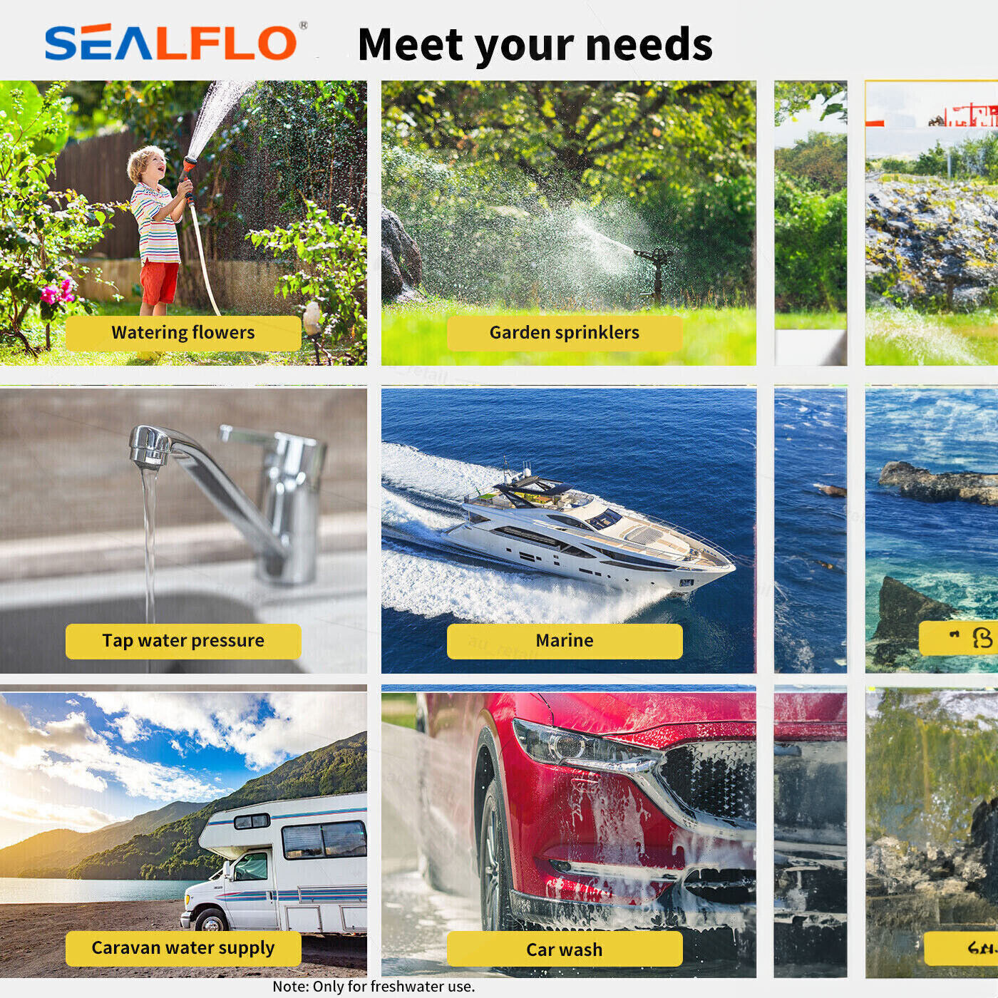 12V SEALFLO Water Pump High Pressure Self-priming rv Camping Boat 55PSI 11.3L/M V201-DP240155