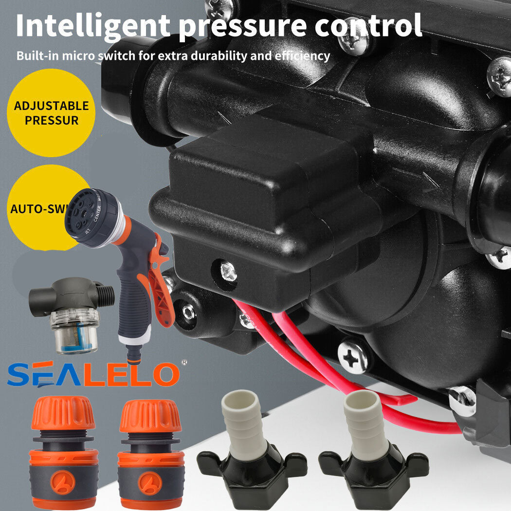 12V SEALFLO Water Pump High Pressure Self-priming rv Camping Boat 55PSI 11.3L/M V201-DP240155
