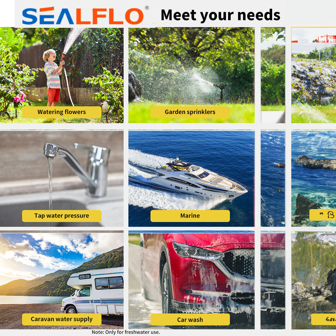 12V SEALFLO Water Pump High Pressure Self-priming rv Camping Boat 55PSI 11.3L/M V201-DP240155
