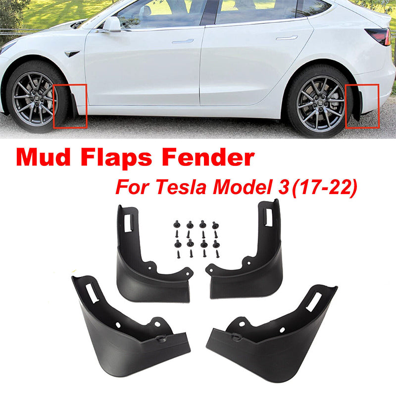 4Pcs Mud Flaps Splash Guards Fender For Tesla Model 3 Front Rear TPE Mudguard V201-DP240158