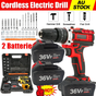 Cordless Drill w/2 Battery Heavy Duty Impact Driver Kit Brushless Hammer Set V201-DRIL0088VF8AU