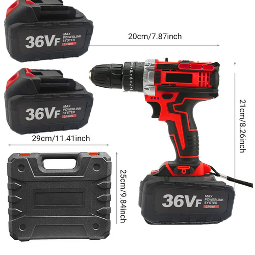 Cordless Drill w/2 Battery Heavy Duty Impact Driver Kit Brushless Hammer Set V201-DRIL0088VF8AU