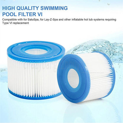 6PCS Replacement Bestway VI Filter Cartridge Inflatable Lay-Z-Spa Filters 58323 V201-EBA0008BU8AU