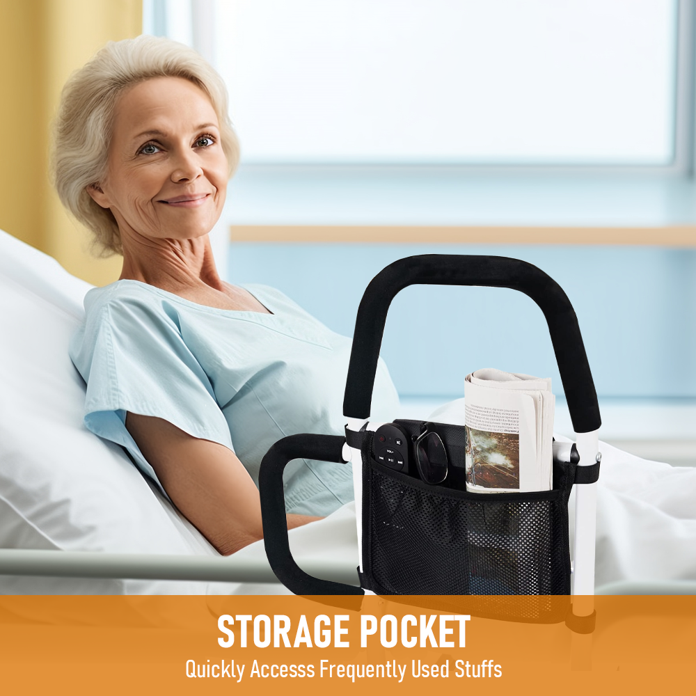Bed Rail Safety Assist Rail for Elderly Adults with Storage Pocket &Fixing Strap V201-EBA0062BL8AU