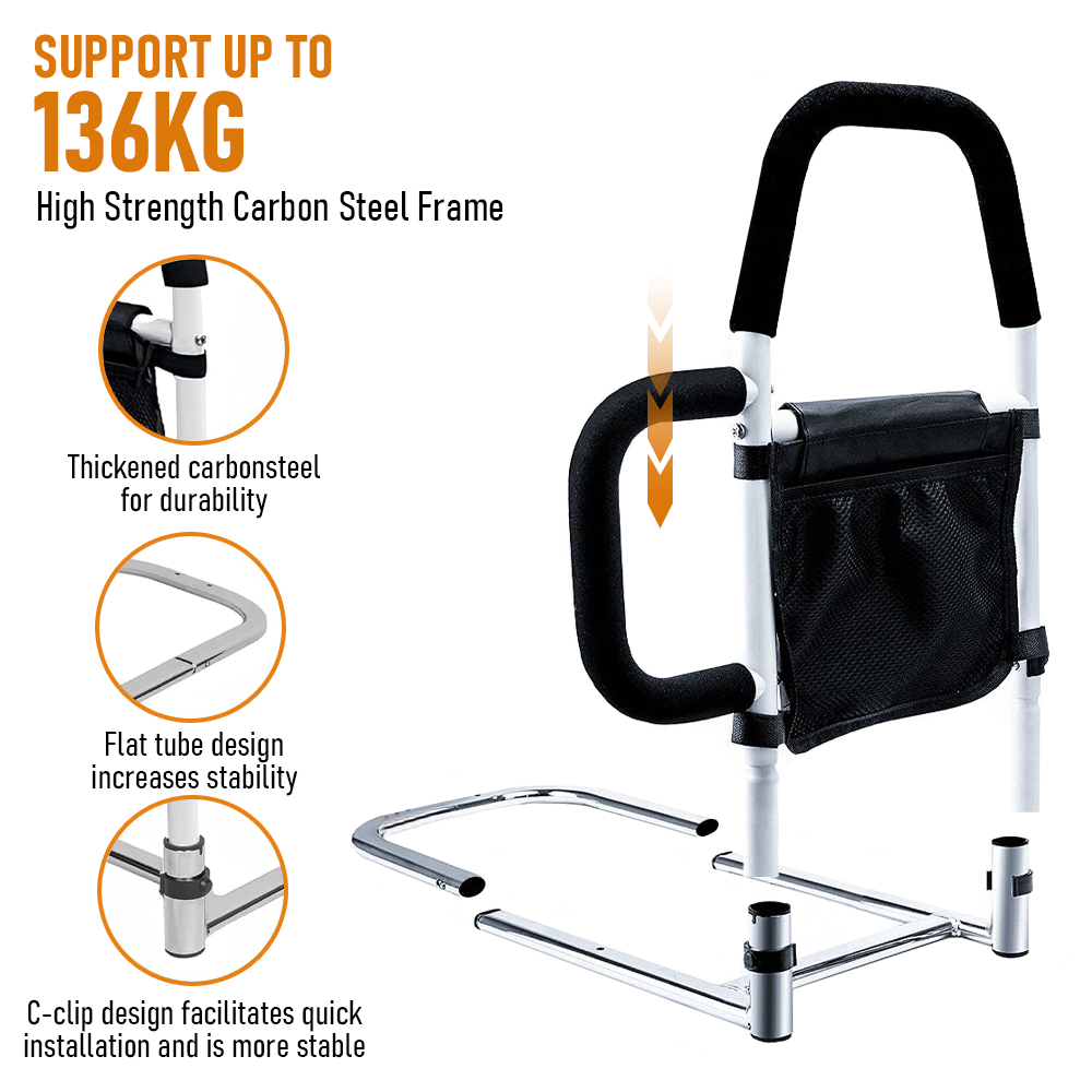 Bed Rail Safety Assist Rail for Elderly Adults with Storage Pocket &Fixing Strap V201-EBA0062BL8AU