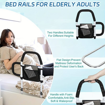Bed Rail Safety Assist Rail for Elderly Adults with Storage Pocket &Fixing Strap V201-EBA0062BL8AU