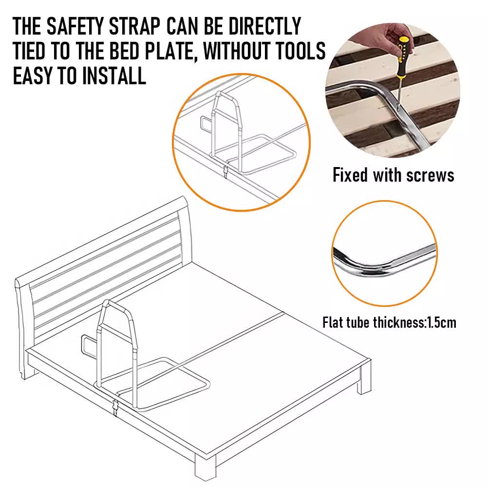 Bed Rail Safety Assist Rail for Elderly Adults with Storage Pocket &Fixing Strap V201-EBA0062BL8AU