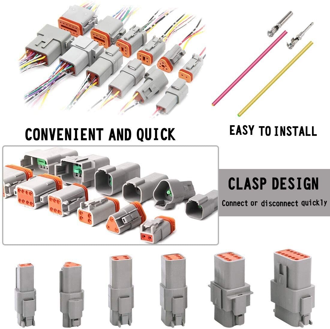 AU 1000 PCS Deutsch DT Connector Kit 14-16AWG Stamped Contacts 1100PCS UPGRADE V201-EBA1100BL8AU