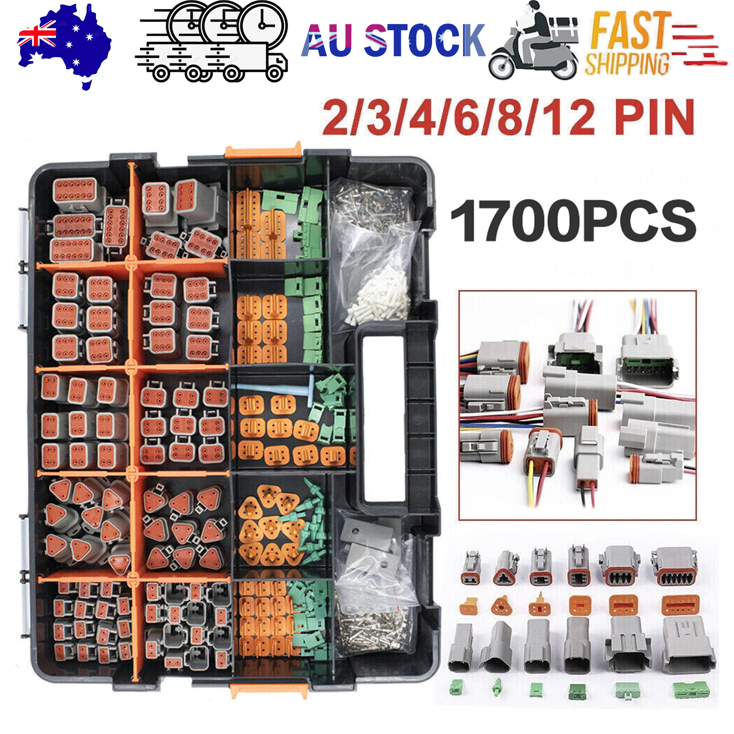 1700PCS Deutsch DT Connector DEUTSCH DT CONNECTOR PLUG KIT AU STOCK Connector V201-EBA1200BL8AU