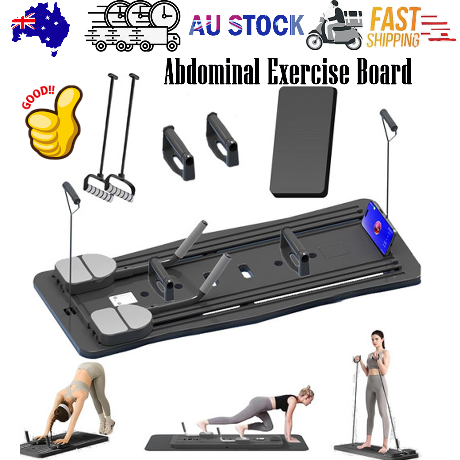 Abdominal Exercise Board Push Up Board Pilates Reformer Set Fitness Equipment V201-EBA1413BL8AU