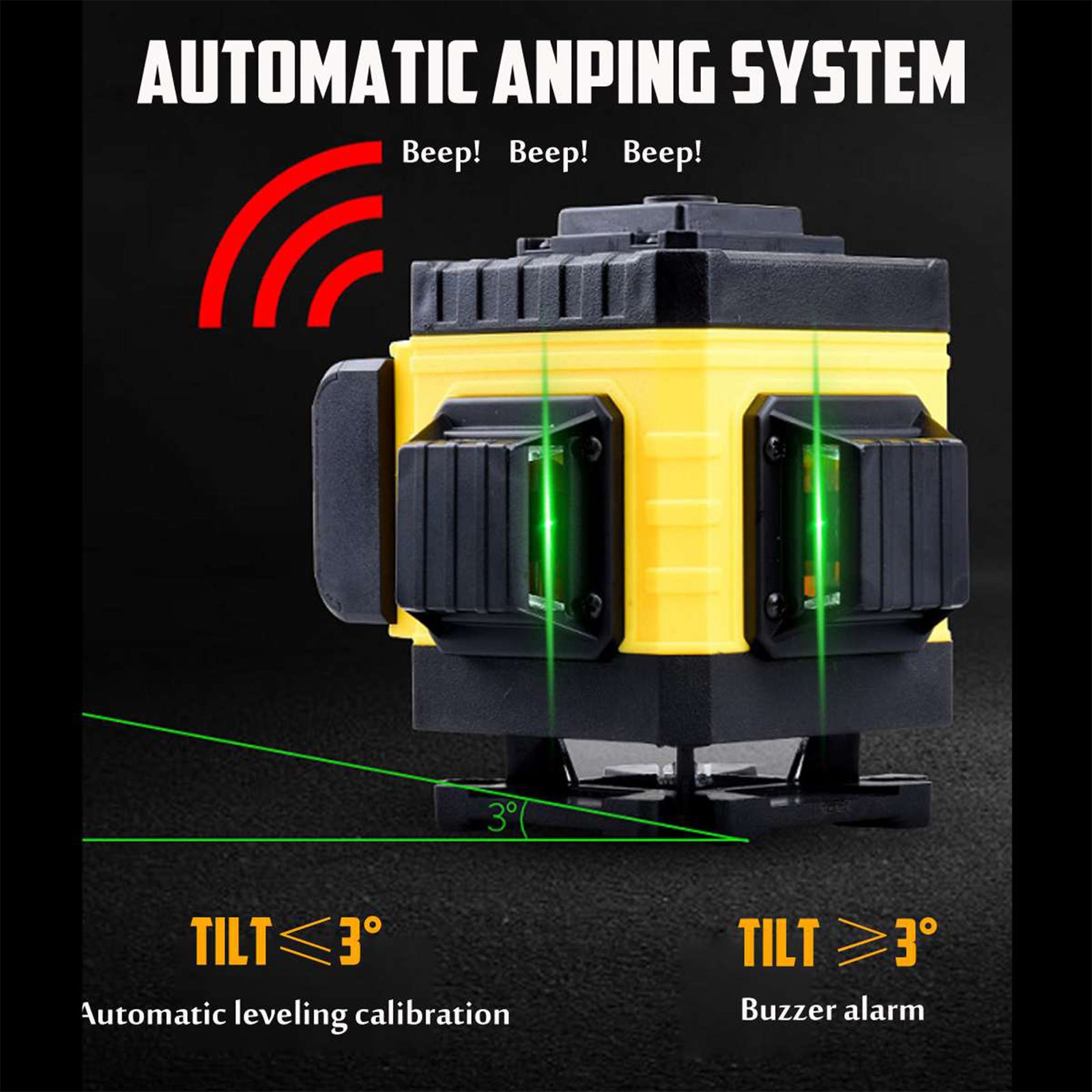 16 Line Laser Level 4D Green Light Auto Self Leveling 360 degree Rotary Cross V201-EBA1523BL8AU-4