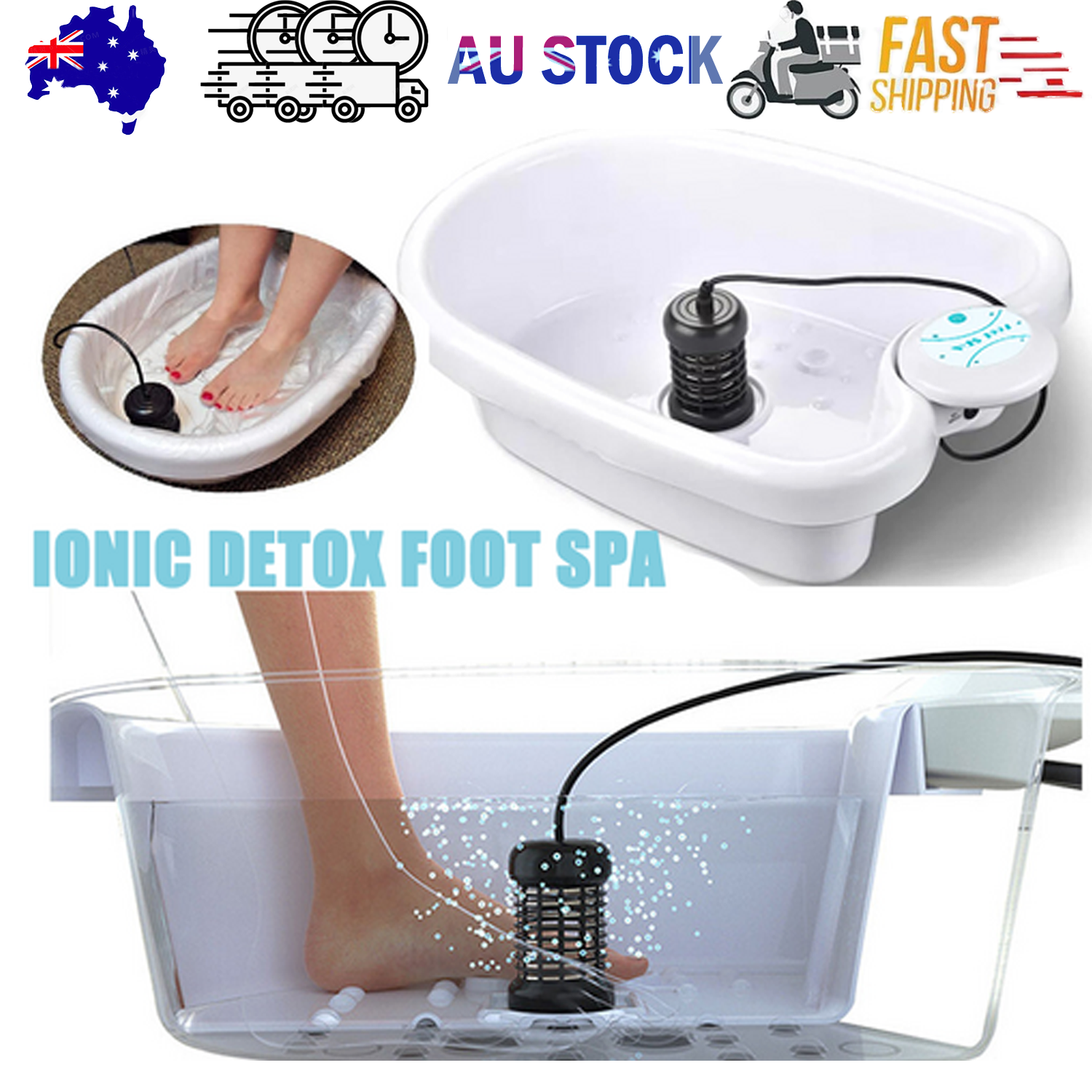 Ion Ionic Detox Foot Bath Spa Machine Tub Array Cell Cleanse for Health Tool Set V201-EBA4236WH8AU