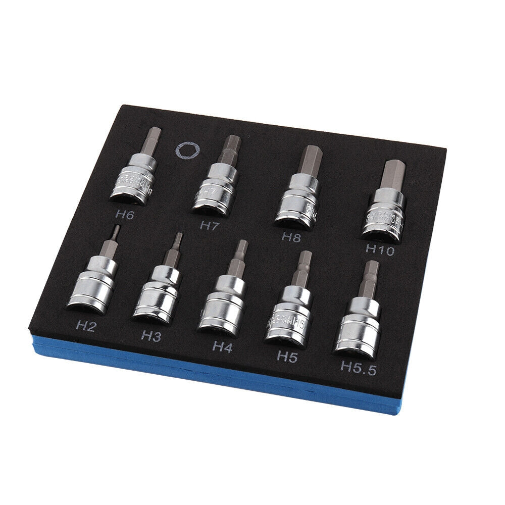 9pcs Allen Key Sockets Hex Bit Socket Set 3/8" Drive Drill Metric Tools 2-10mm V201-EBP0035AU