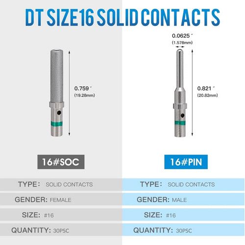 30 pairs Silver solid pin FOR Deutsch DT Series solid pin Connector Male & Female