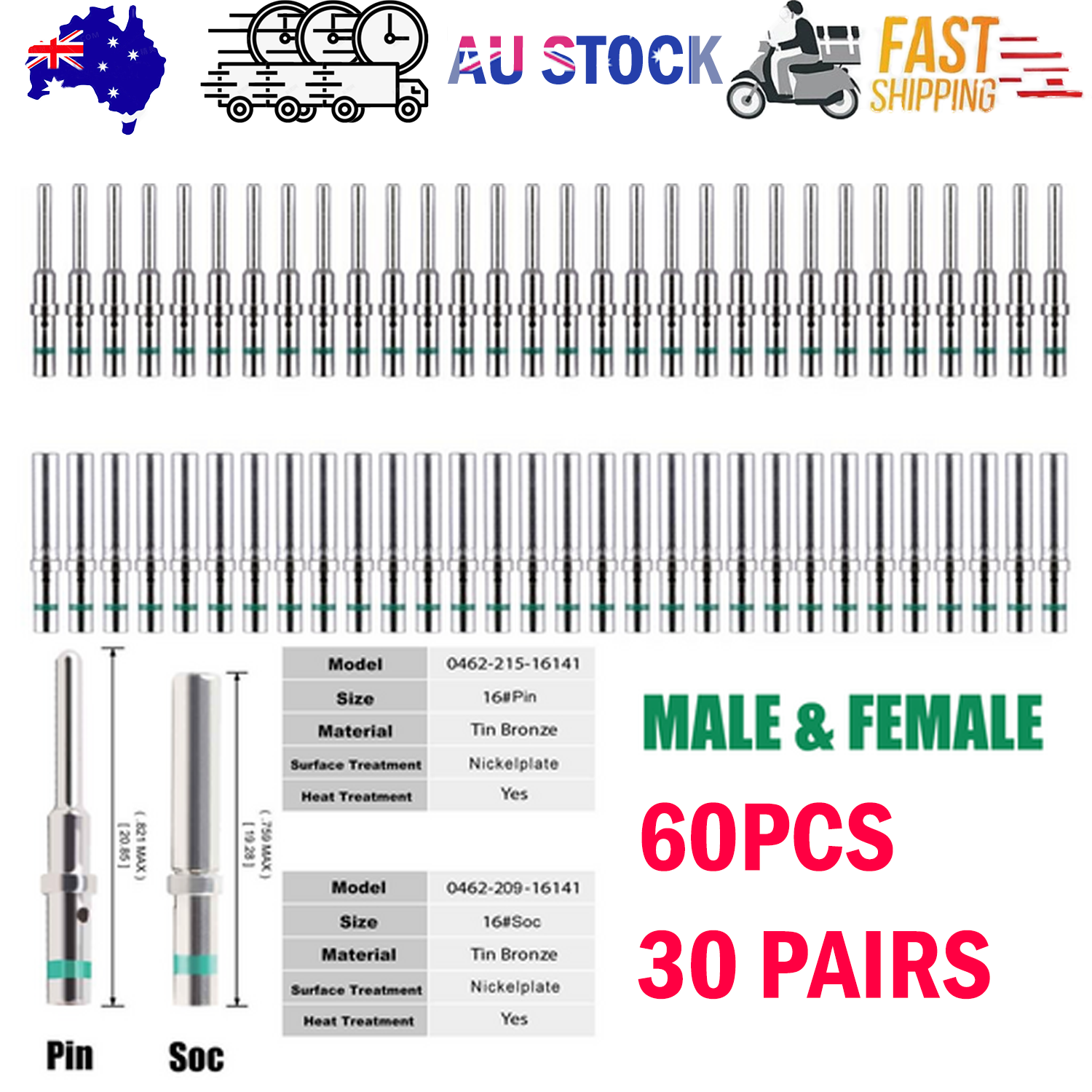 Deutsch DT Series solid pin Connector Male&Female 0462-209-16141 0460-215-16141 V201-EDT0060BL8US