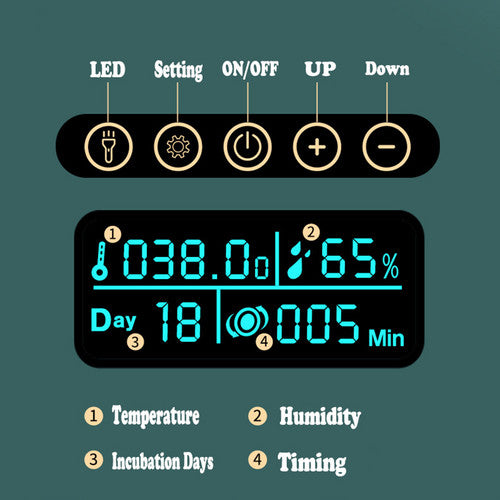 Digital Led Fully Automatic 25 Egg Incubator Hatch Turning Chicken Eggs Poultry V201-EGG0025GR8AU