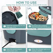Electric Lunch Box Food Warmer Portable Leakproof Food Heater Car Home Picnic V201-ELB1222GR8AU