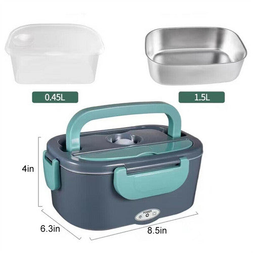 2 in1 Home Car Electric Lunch Box Stainless Steel Food Heating Bento Box AU Plug V201-ELB1222GR8AUF