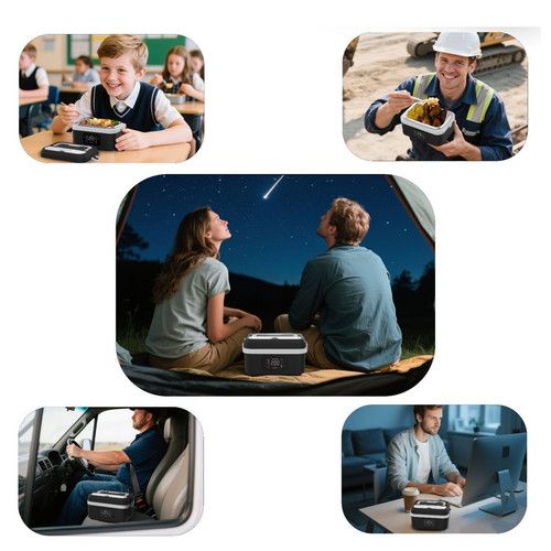Portable 1L Cordless Electric Heated Lunch Box 16000mAh 60W 304 Stainless Steel Black&Green V201-ELB6080BGR8AU