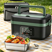 Portable 1L Cordless Electric Heated Lunch Box 16000mAh 60W 304 Stainless Steel Black&Green V201-ELB6080BGR8AU
