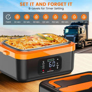 Portable 1L Cordless Electric Heated Lunch Box 16000mAh 60W 304 Stainless Steel Black& orange