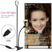 LED Selfie Ring Light with Cell Phone Holder Flexible Stand Live Stream Lamp AU V201-EZ1164506A1