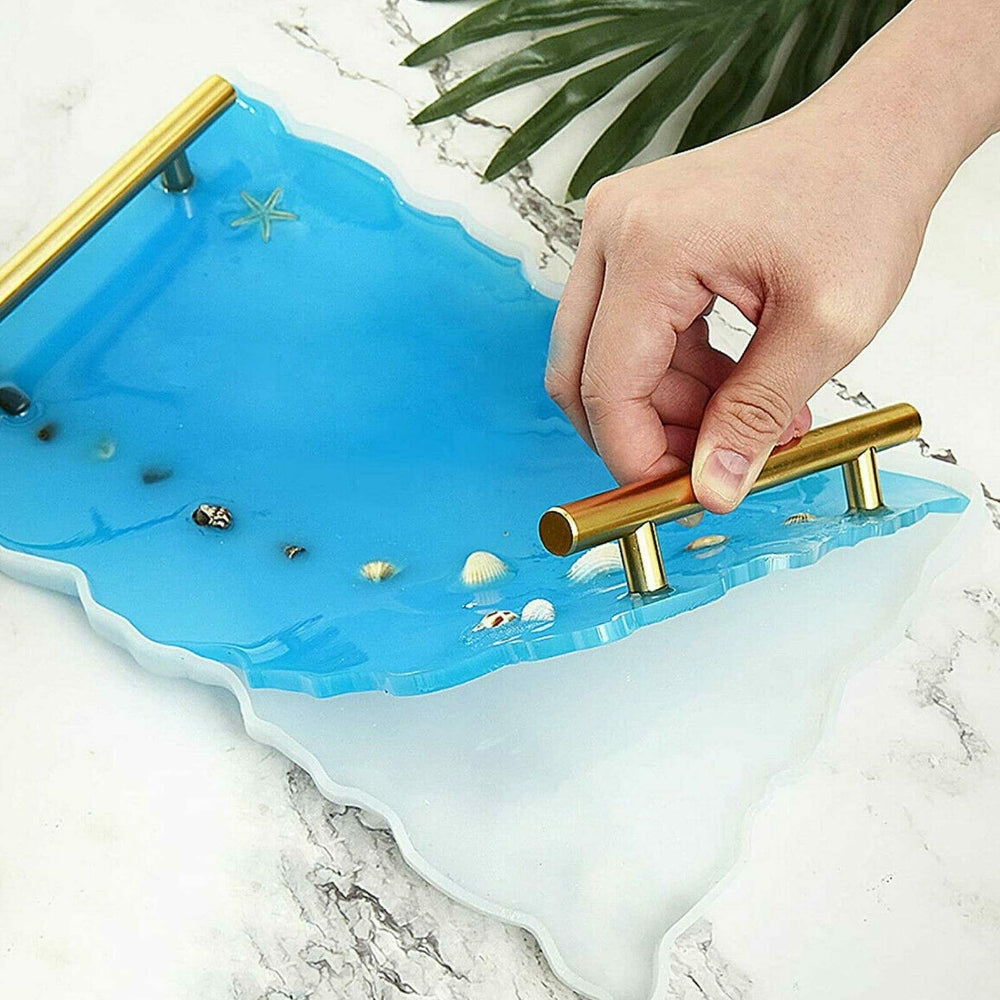 Large Safe Silicone Tray Mould Artist Mold Irregular Coaster Resin Craft Art DIY + 2 Handles V201-EZ1169969A1