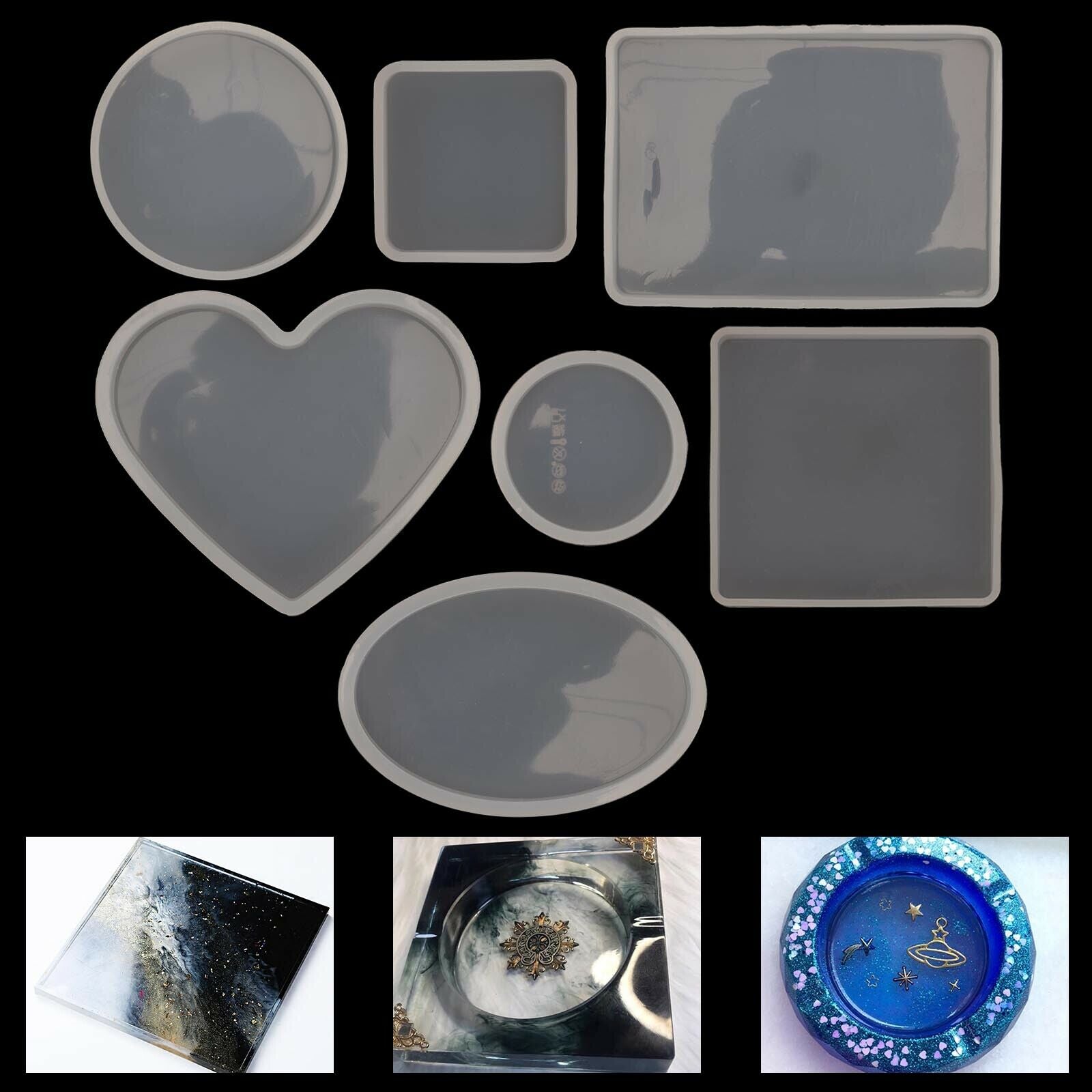 18pcs Coaster Cup Mat Mold Round Silicone Mould Kit for Craft?DIY Epoxy Resin V201-EZ1170890A1
