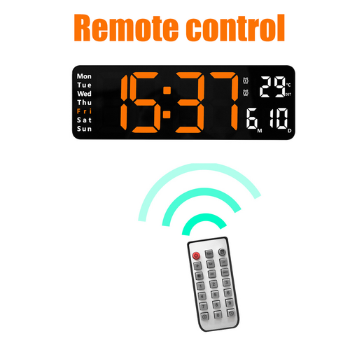 13" Orange Large Digital Big Jumbo LED Wall Desk Clock Display With Temperature Calendar V201-FAZ0013OR8AU