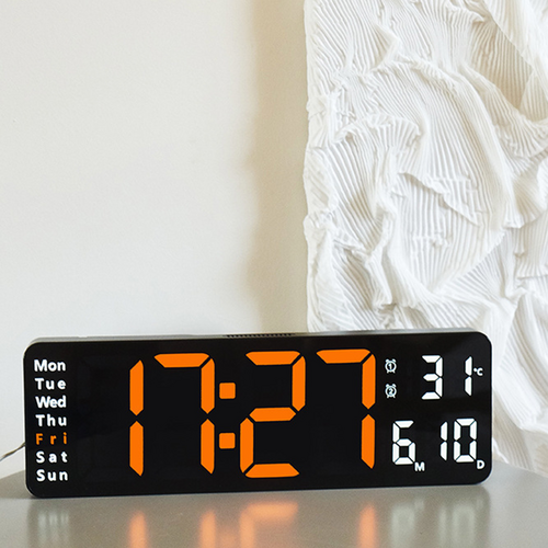 13" Orange Large Digital Big Jumbo LED Wall Desk Clock Display With Temperature Calendar V201-FAZ0013OR8AU