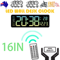 16" Green gradient color Large Digital Big Jumbo LED Wall Desk Clock Display With Temperature Calendar V201-FAZ0016GR8AU