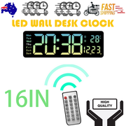 16" Green gradient color Large Digital Big Jumbo LED Wall Desk Clock Display With Temperature Calendar V201-FAZ0016GR8AU
