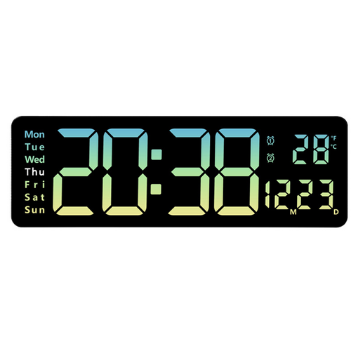 16" Green gradient color Large Digital Big Jumbo LED Wall Desk Clock Display With Temperature Calendar V201-FAZ0016GR8AU
