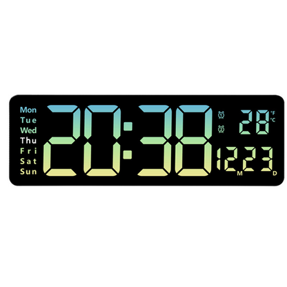 16" Green gradient color Large Digital Big Jumbo LED Wall Desk Clock Display With Temperature Calendar V201-FAZ0016GR8AU
