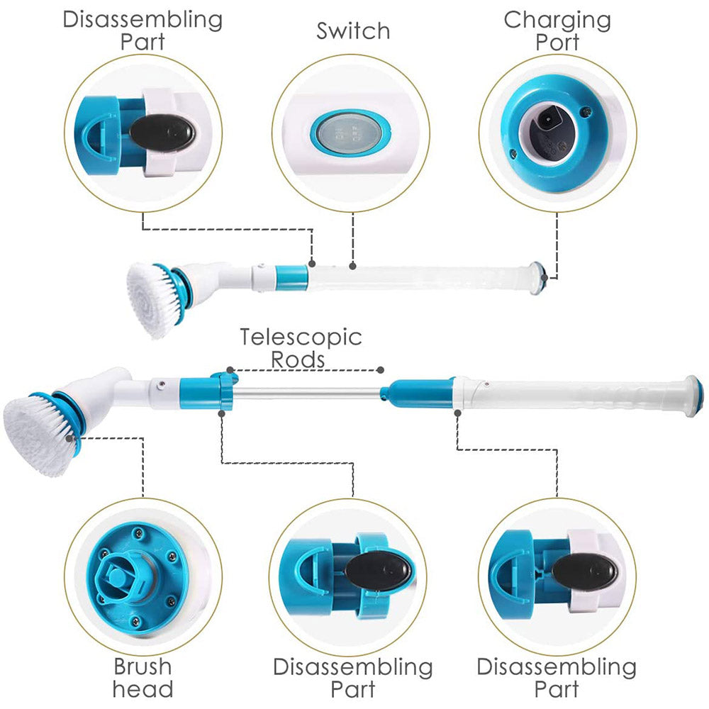 Electric Cordless Spin Scrubber Super Power Scrubber Turbo Scrub Clean Brush V201-FAZ0120DB8AU